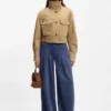 Cropped jacket in paper-touch cotton twill Cropped jacket in paper-touch cotton twill