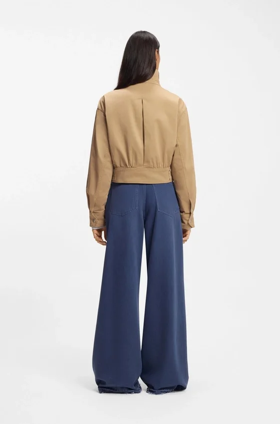 Cropped jacket in paper-touch cotton twill Cropped jacket in paper-touch cotton twill