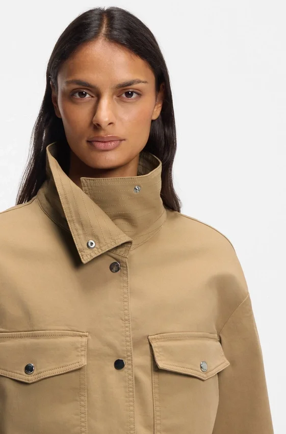 Cropped jacket in paper-touch cotton twill Cropped jacket in paper-touch cotton twill