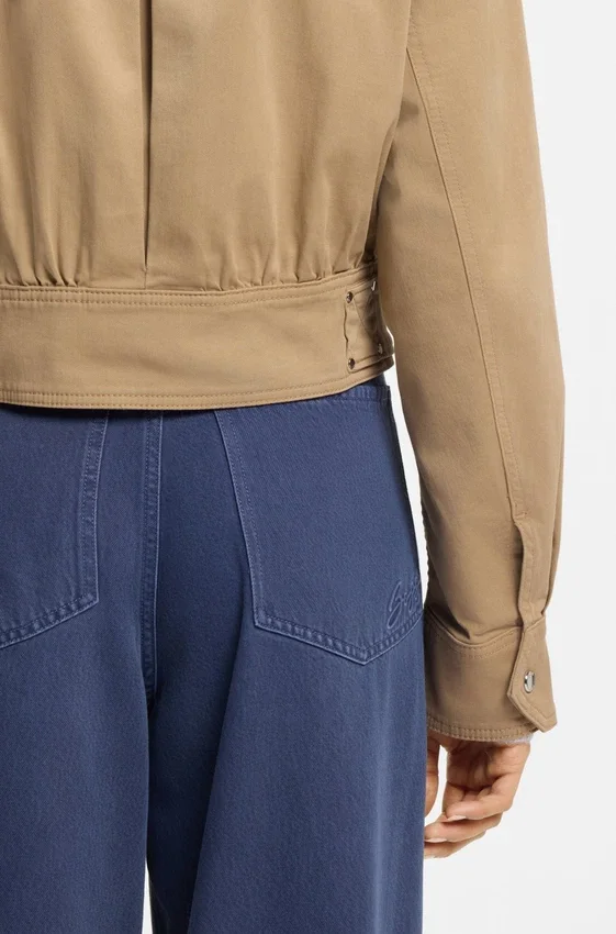 Cropped jacket in paper-touch cotton twill Cropped jacket in paper-touch cotton twill