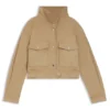 Cropped jacket in paper-touch cotton twill Cropped jacket in paper-touch cotton twill