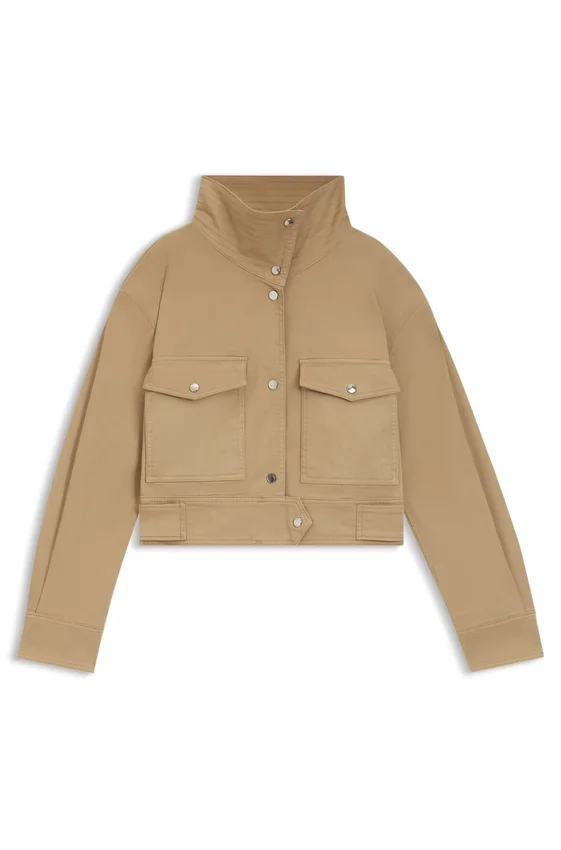 Cropped jacket in paper-touch cotton twill Cropped jacket in paper-touch cotton twill