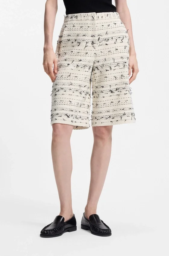 Cropped relaxed-fit trousers in striped cotton-blend tweed Cropped relaxed-fit trousers in striped cotton-blend tweed