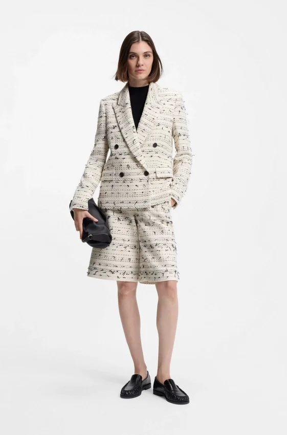 Cropped relaxed-fit trousers in striped cotton-blend tweed Cropped relaxed-fit trousers in striped cotton-blend tweed