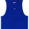 Cropped stretch-cotton tank top with blue logo label