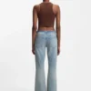 Cropped stretch-cotton tank top with blue logo label