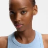 Cropped stretch-cotton tank top with blue logo label