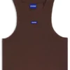 Cropped stretch-cotton tank top with blue logo label
