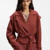 Cropped trench jacket with belt