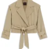 Cropped trench jacket with belt