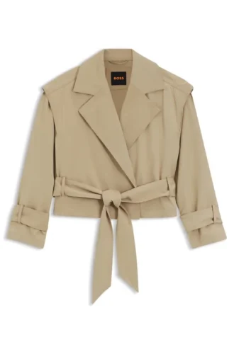 Cropped trench jacket with belt