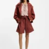 Cropped trench jacket with belt