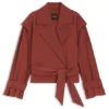 Cropped trench jacket with belt