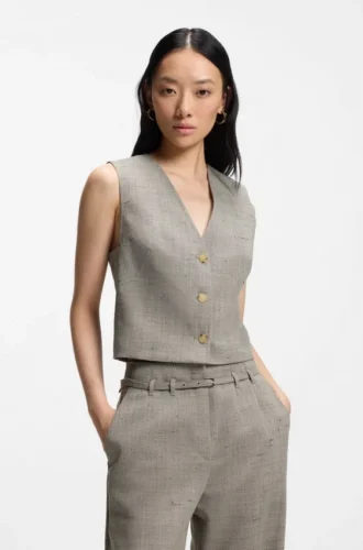 Cropped waistcoat in a wool blend