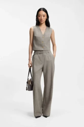 Cropped waistcoat in a wool blend