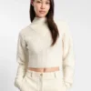 Cropped wool-blend sweater with layered neckline