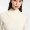 Cropped wool-blend sweater with layered neckline
