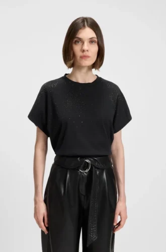 Crystal-artwork T-shirt in cotton jersey