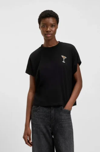 Crystal-artwork T-shirt in cotton jersey