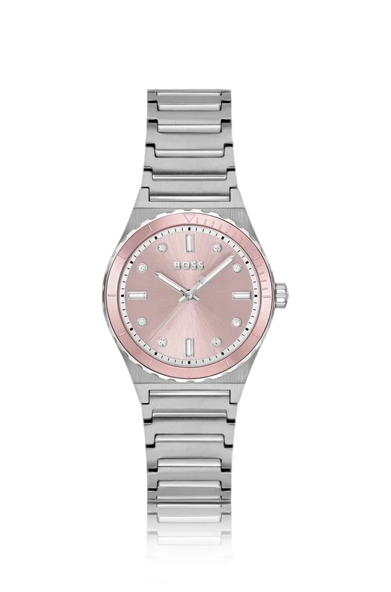Crystal-index watch with pink dial Crystal-index watch with pink dial