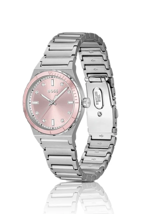 Crystal-index watch with pink dial Crystal-index watch with pink dial