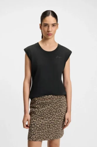 Crystal-logo top in cotton jersey