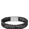 Cuff with braided black leather and beads