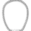Curb-chain necklace with logo plate