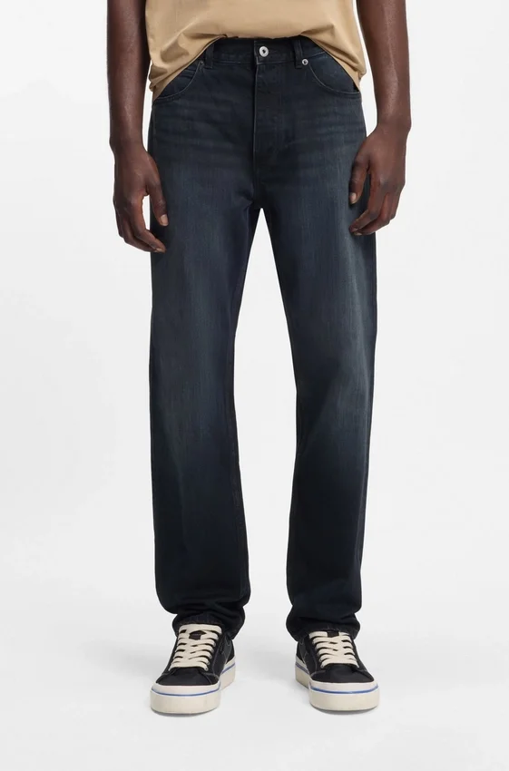 Dark-blue regular-fit jeans in stonewashed denim Dark-blue regular-fit jeans in stonewashed denim