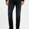 Dark-blue slim-fit jeans in stretch denim