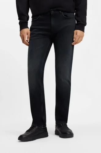 Dark-blue slim-fit jeans in stretch denim