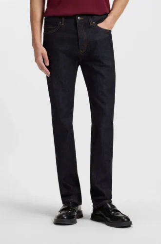 Dark-blue slim-fit jeans in stretch denim