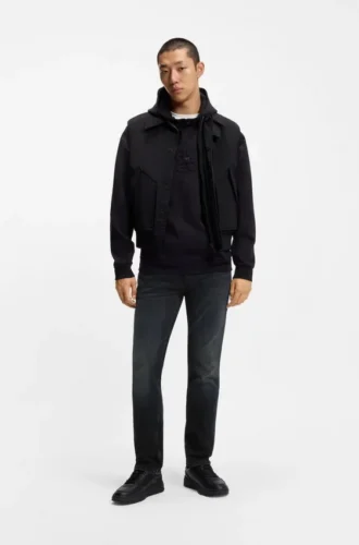 Dark-blue slim-fit jeans in stretch denim