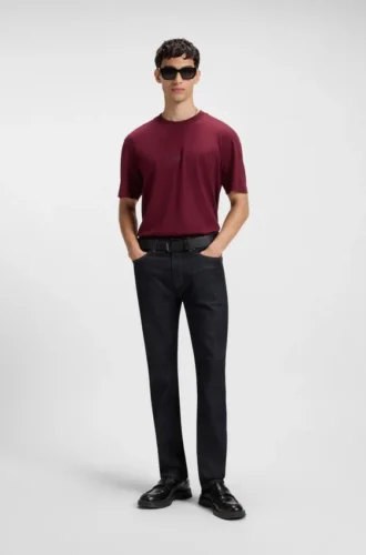 Dark-blue slim-fit jeans in stretch denim