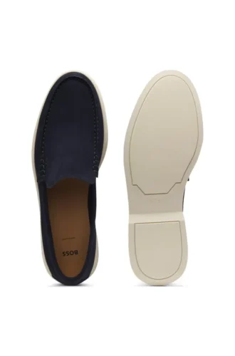 Debossed-logo loafers in suede
