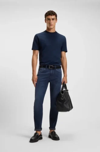 Delaware blue slim-fit jeans in knitted denim