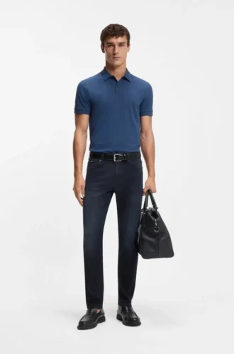Delaware blue slim-fit jeans in knitted denim