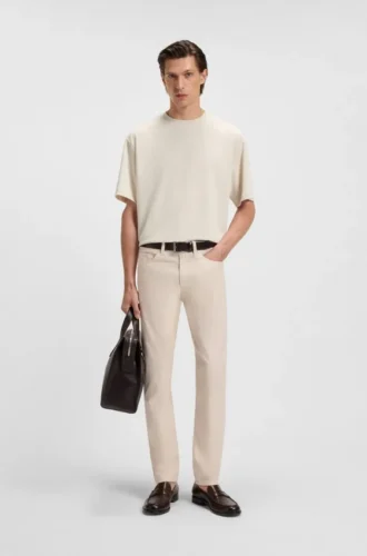 Delaware slim-fit trousers in patterned stretch cotton