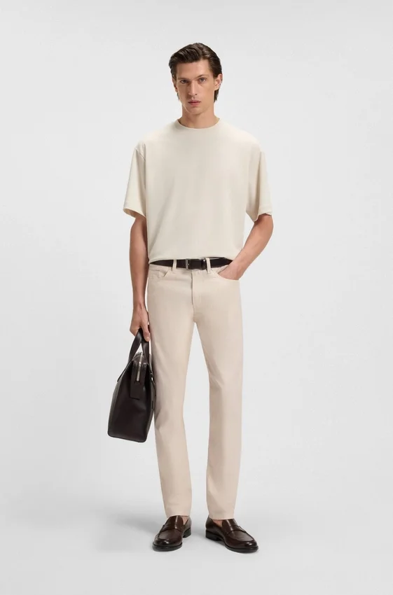Delaware slim-fit trousers in patterned stretch cotton Delaware slim-fit trousers in patterned stretch cotton