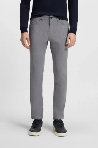 Delaware slim-fit trousers in wrinkle-resistant dobby