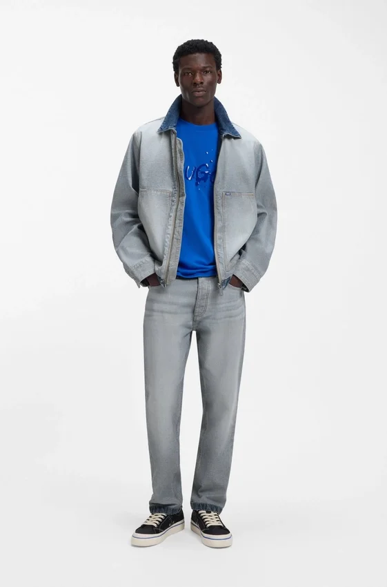 Denim jacket with inside-out styling Denim jacket with inside-out styling