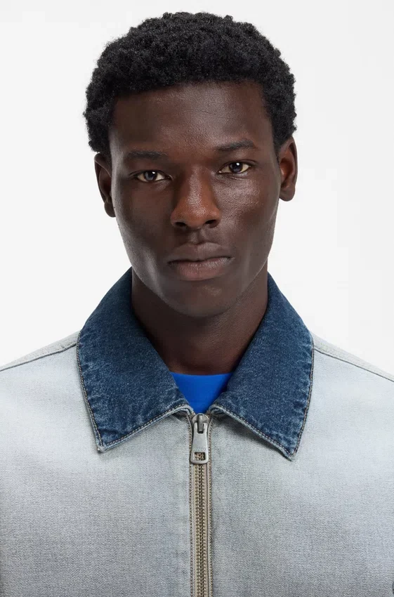 Denim jacket with inside-out styling Denim jacket with inside-out styling