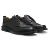 Derby shoes in leather with straw-print vamp
