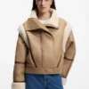 Detachable-sleeve jacket in faux shearling