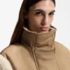 Detachable-sleeve jacket in faux shearling