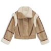 Detachable-sleeve jacket in faux shearling