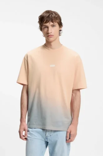 Dip-dyed logo T-shirt in cotton jersey