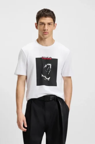 Dobermann-print T-shirt in cotton jersey