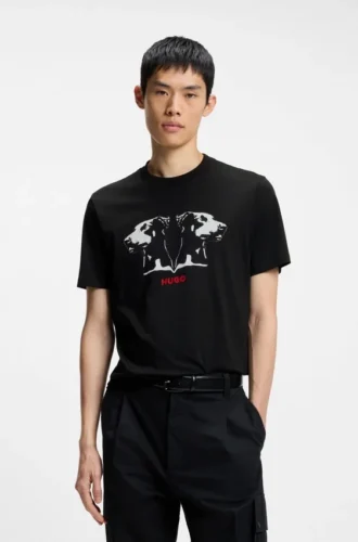 Dobermann-print T-shirt in cotton jersey