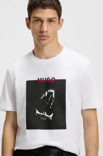 Dobermann-print T-shirt in cotton jersey